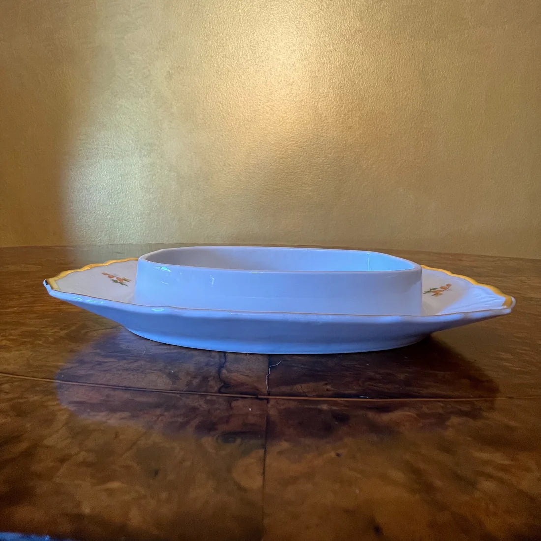 Vintage LC Bernadotte Floral Gold Trim Butter Base