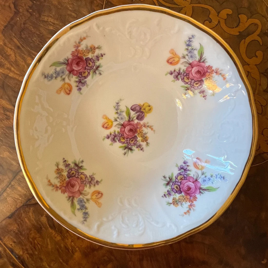 LC Bernadotte Floral Gold Trim Dessert Bowl