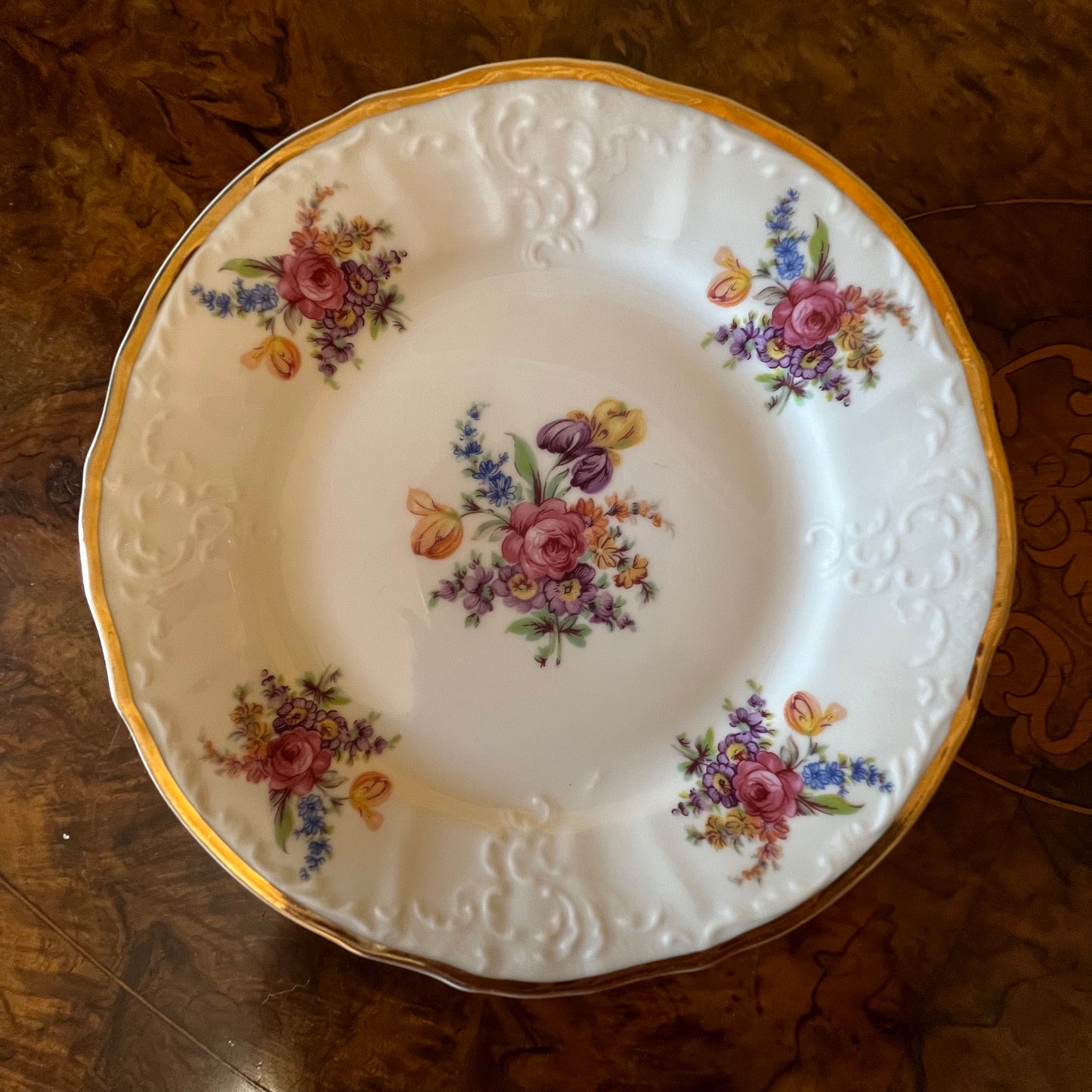 LC Bernadotte Floral Gold Trim Side Plate 