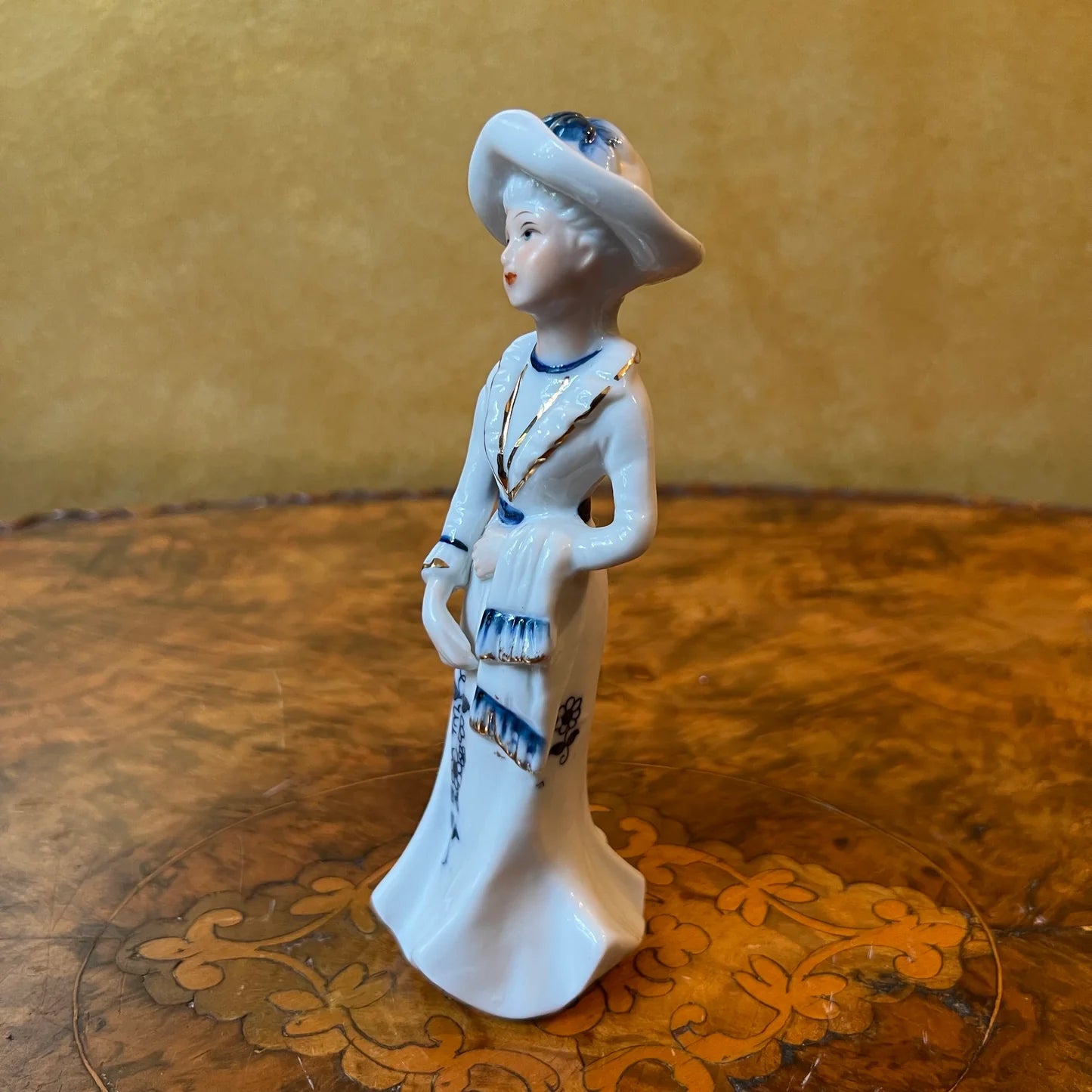 Vintage Lady Blue & White Figurine Statue