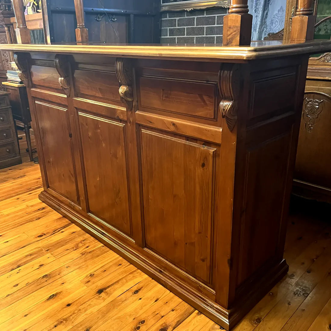 Large Wooden Bar With Light