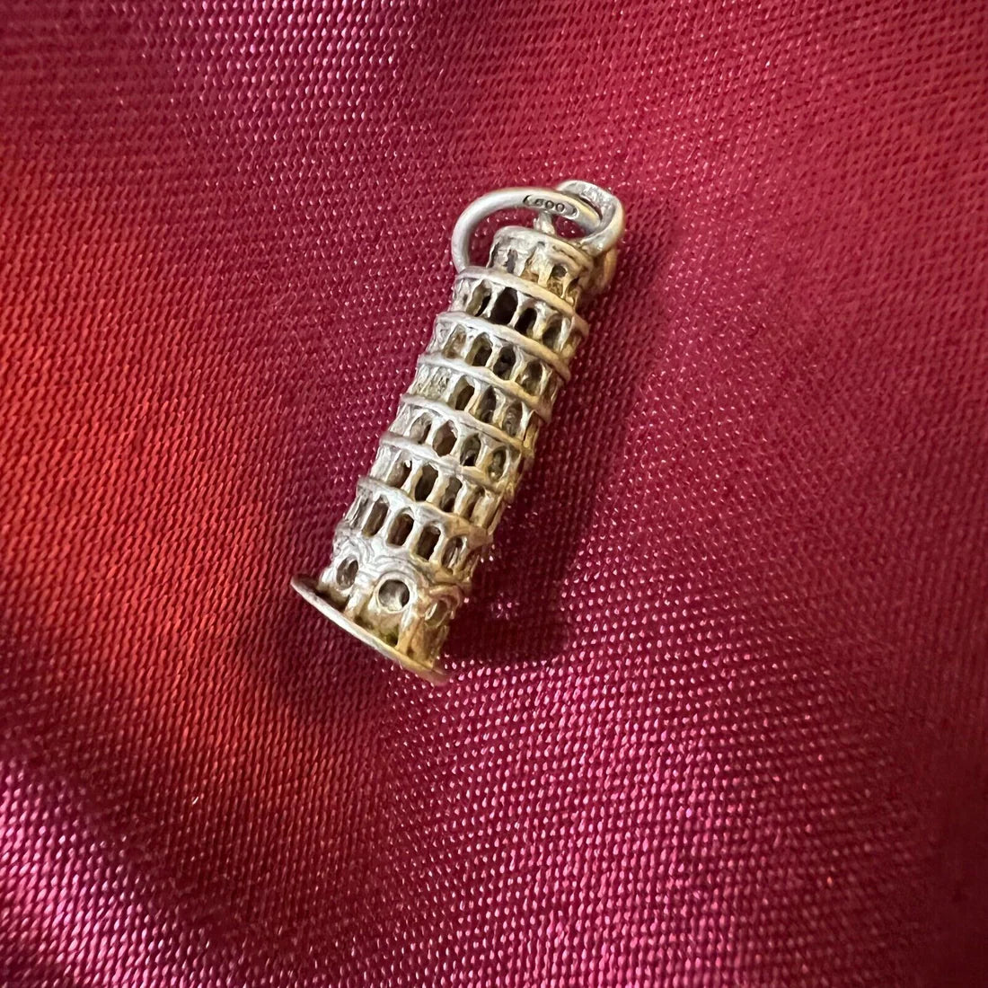 Leaning Tower Of Pisa 800 Silver Pendant Charm