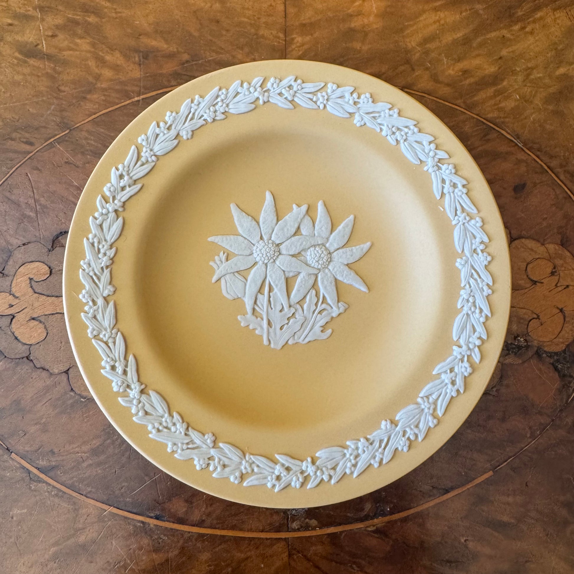 Limited Edition Wedgwood Cane Jasperware Australian Flannel Flower Small Plate 