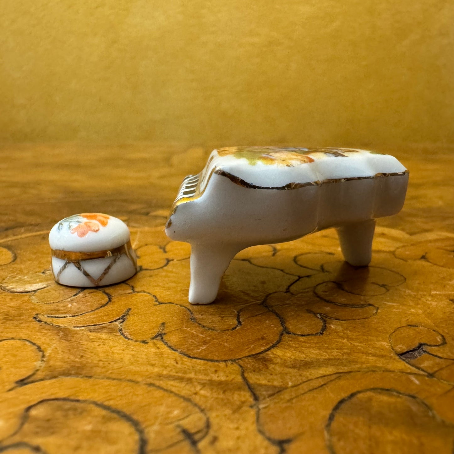 Limoges Miniature Piano & Stool 