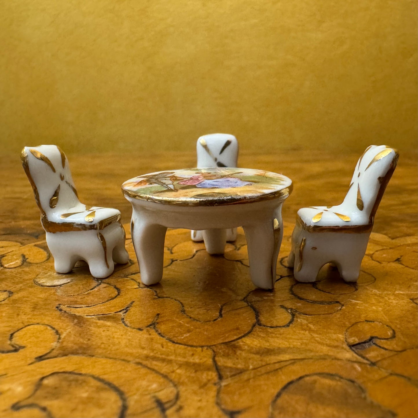 Limoges Miniature Table & Three Chairs 