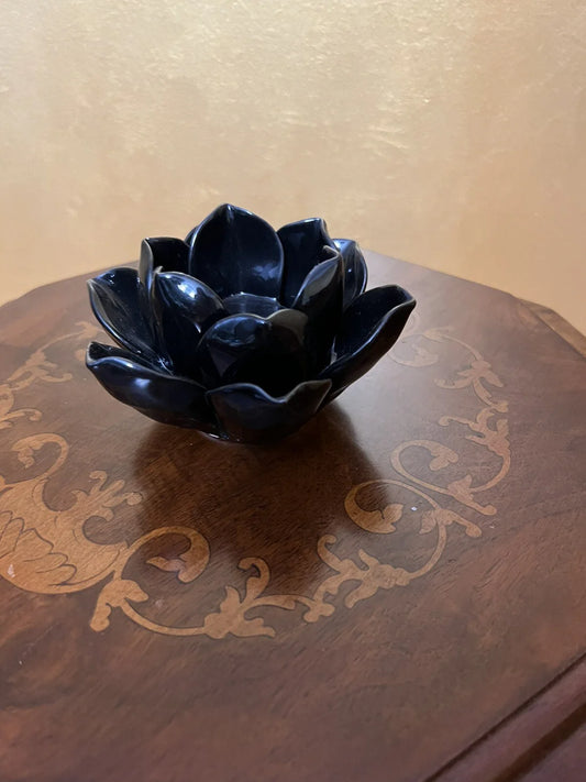 Black Lotus Tea Light Candle Holder