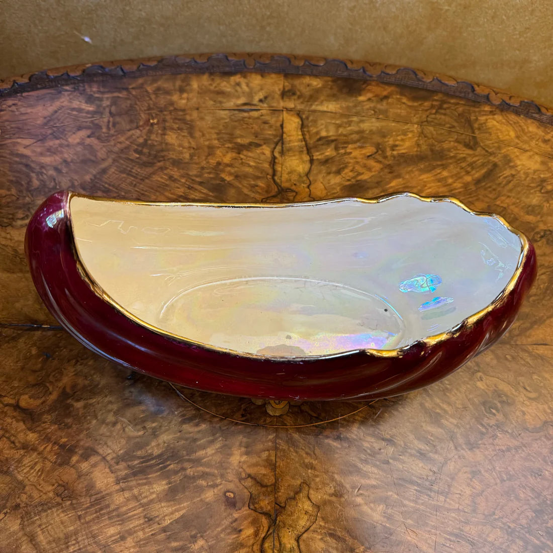 Vintage Lustureware Burgundy Bowl