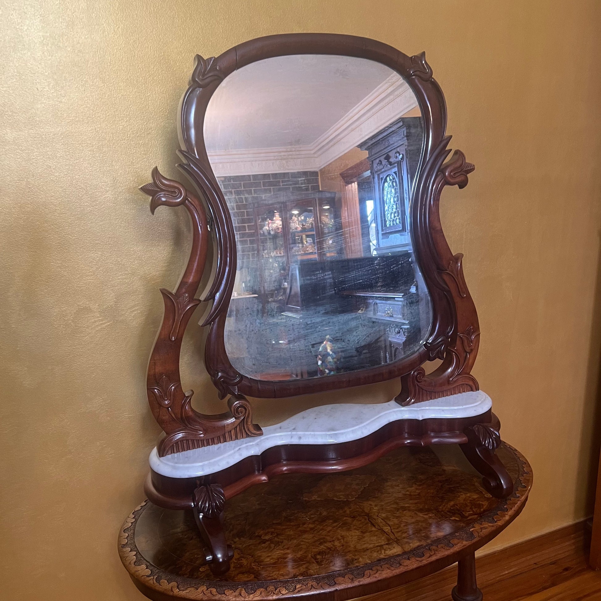 Mahogany Marble Toilet Mirror