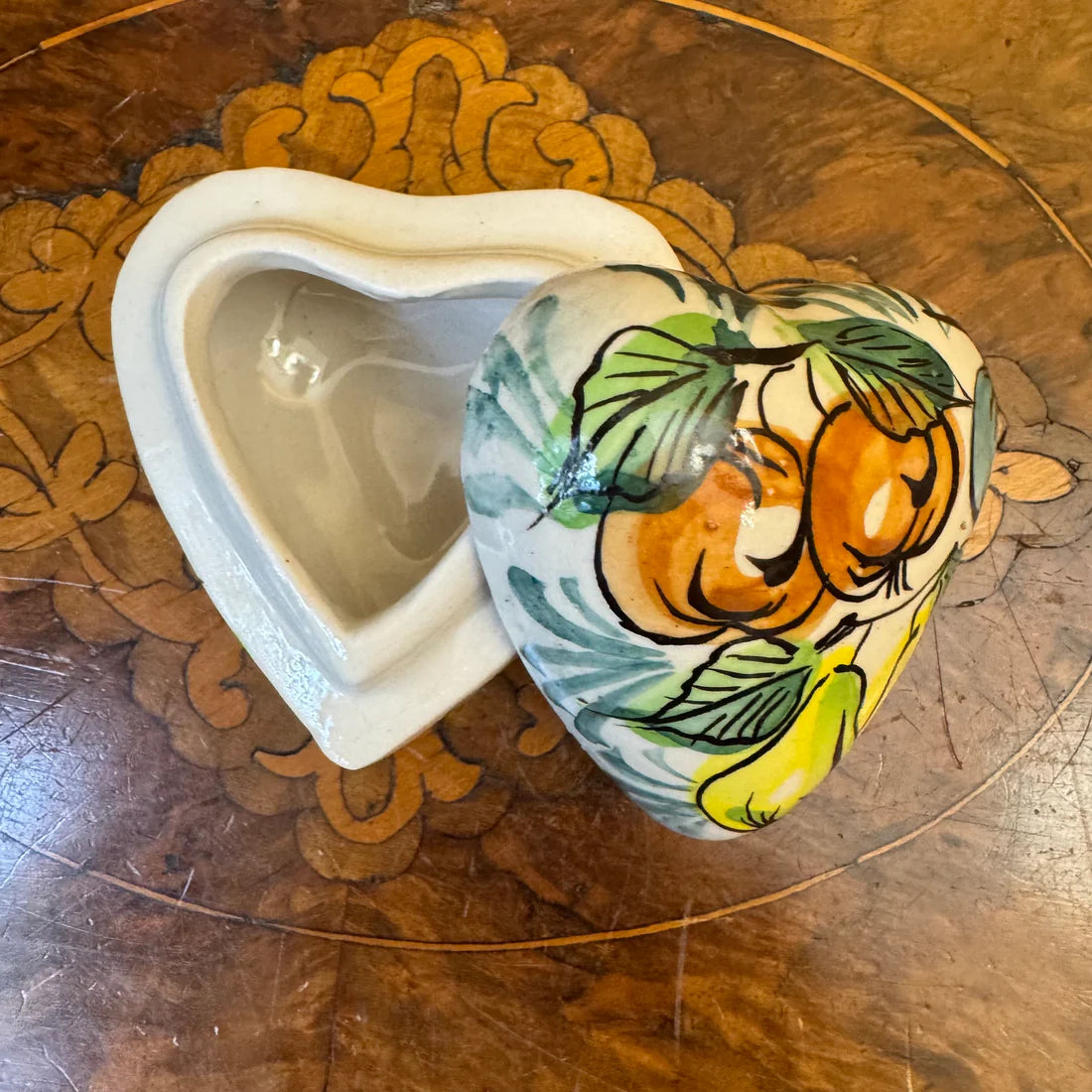 Vintage Maltese Heart Shaped Trinket Box