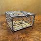 Metal Glass Mirror Trinket Jewellery Box 