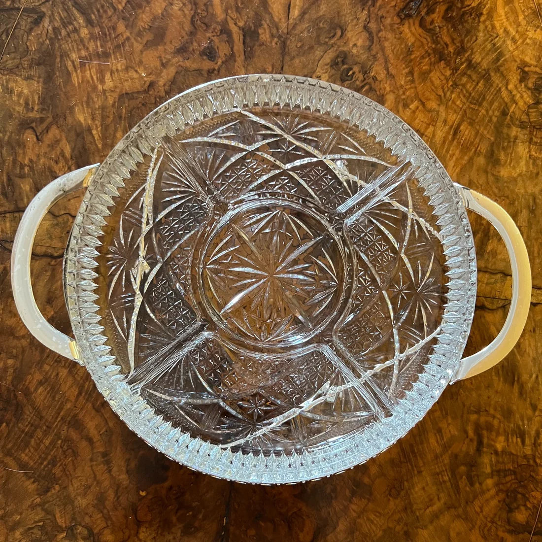 Vintage Metal & Glass Serving Platter