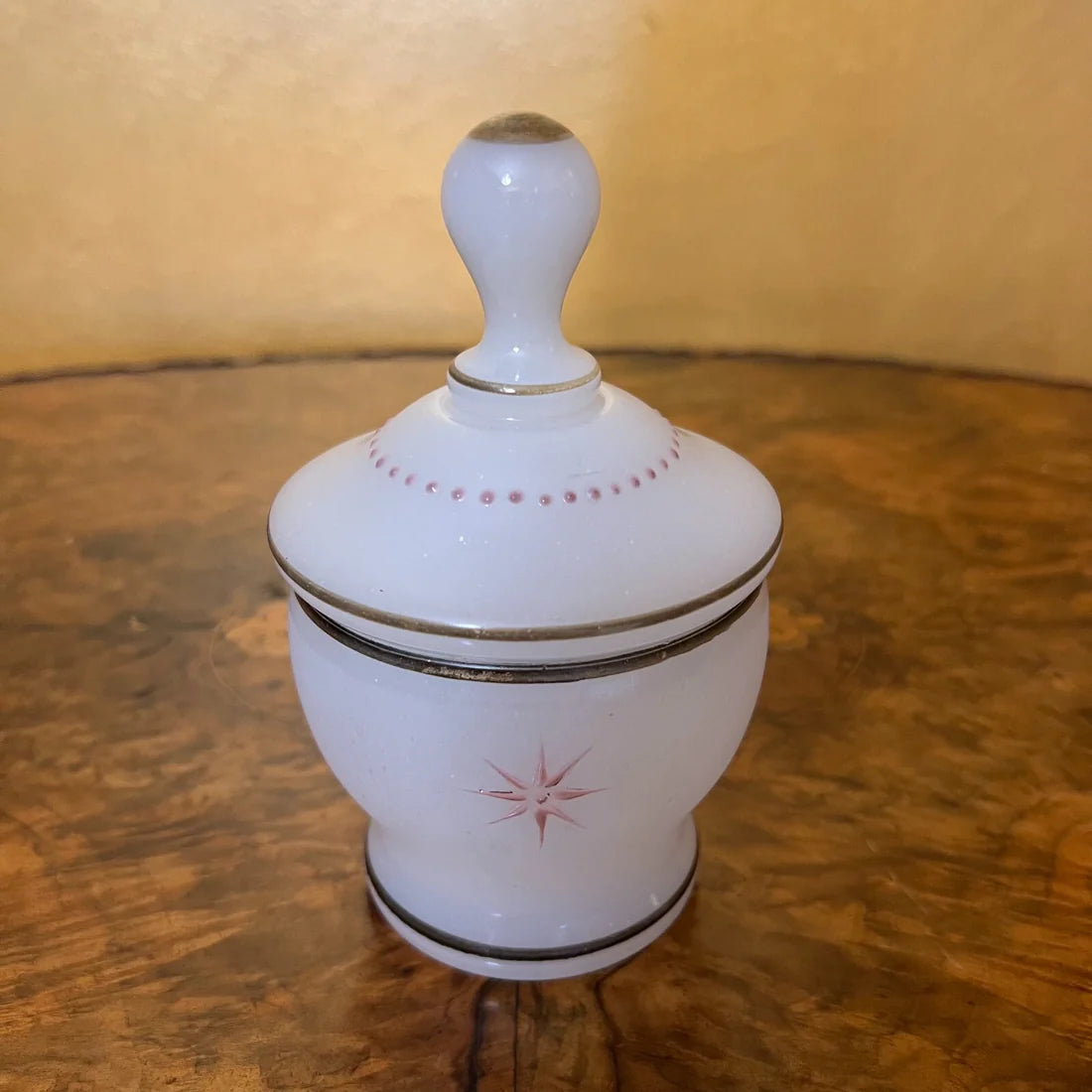 Vintage Milk Glass Hand Painted Jar