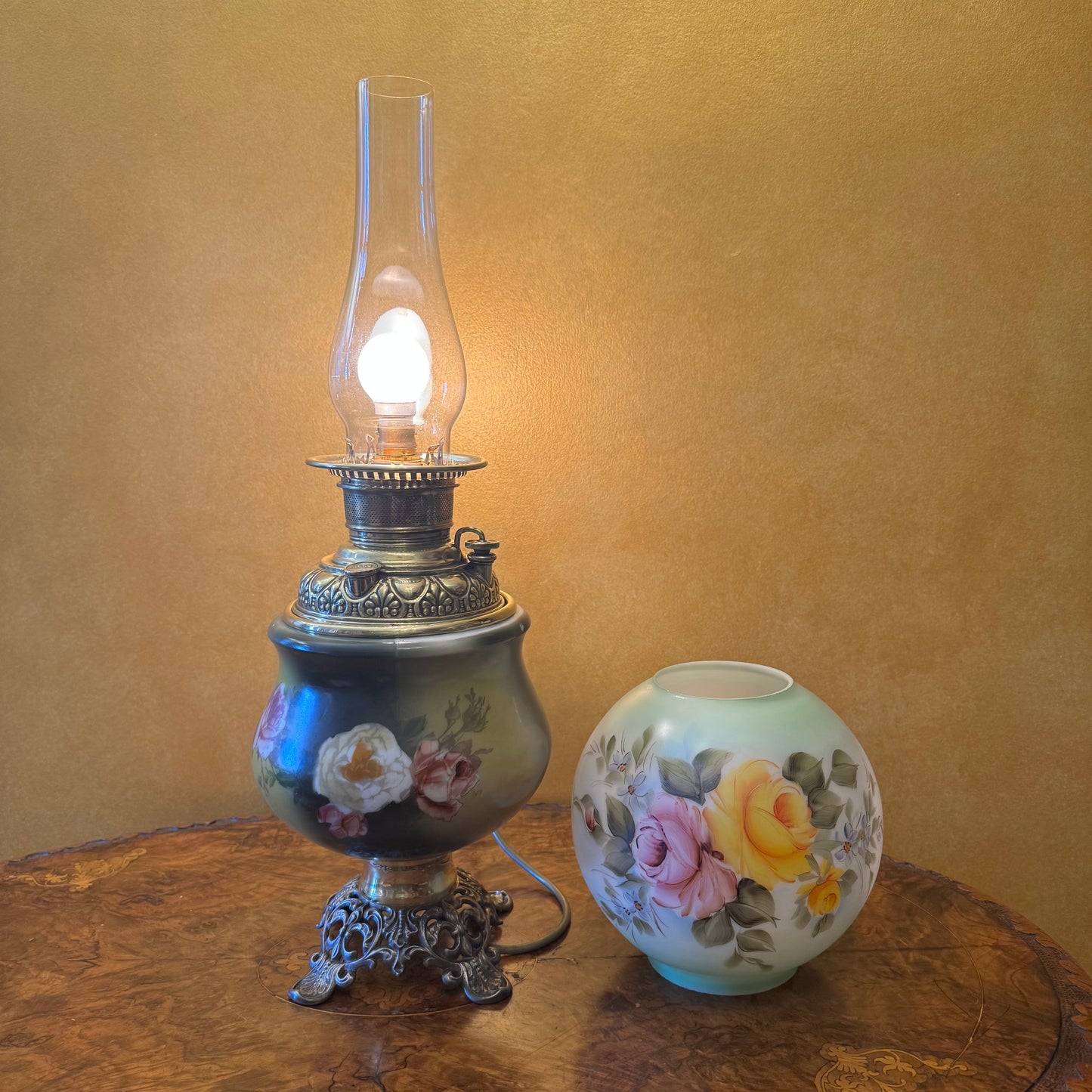 Miller Lamp Floral Glass Table Lamp