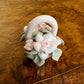 Miniature Porcelain Pink Flower Basket