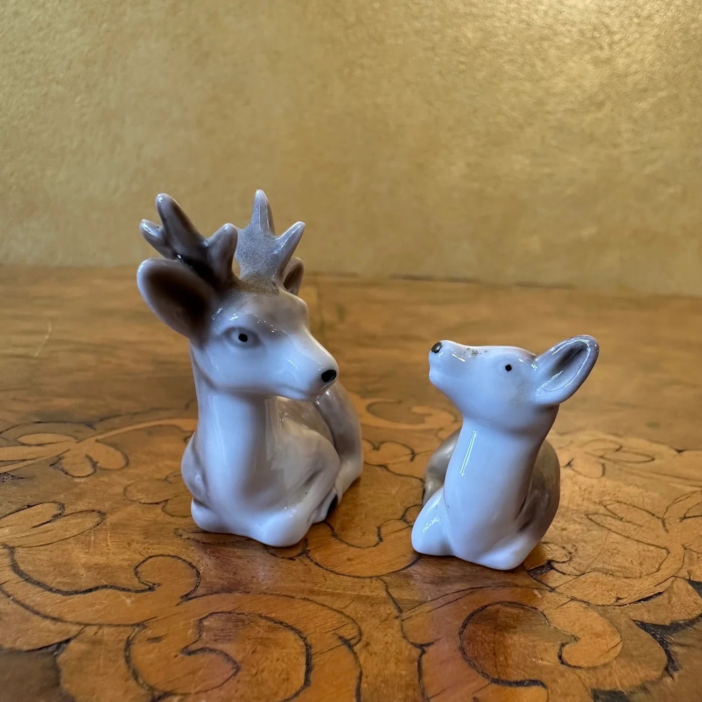 Vintage Miniature Reindeer Boy & Girl Figurines Ornaments