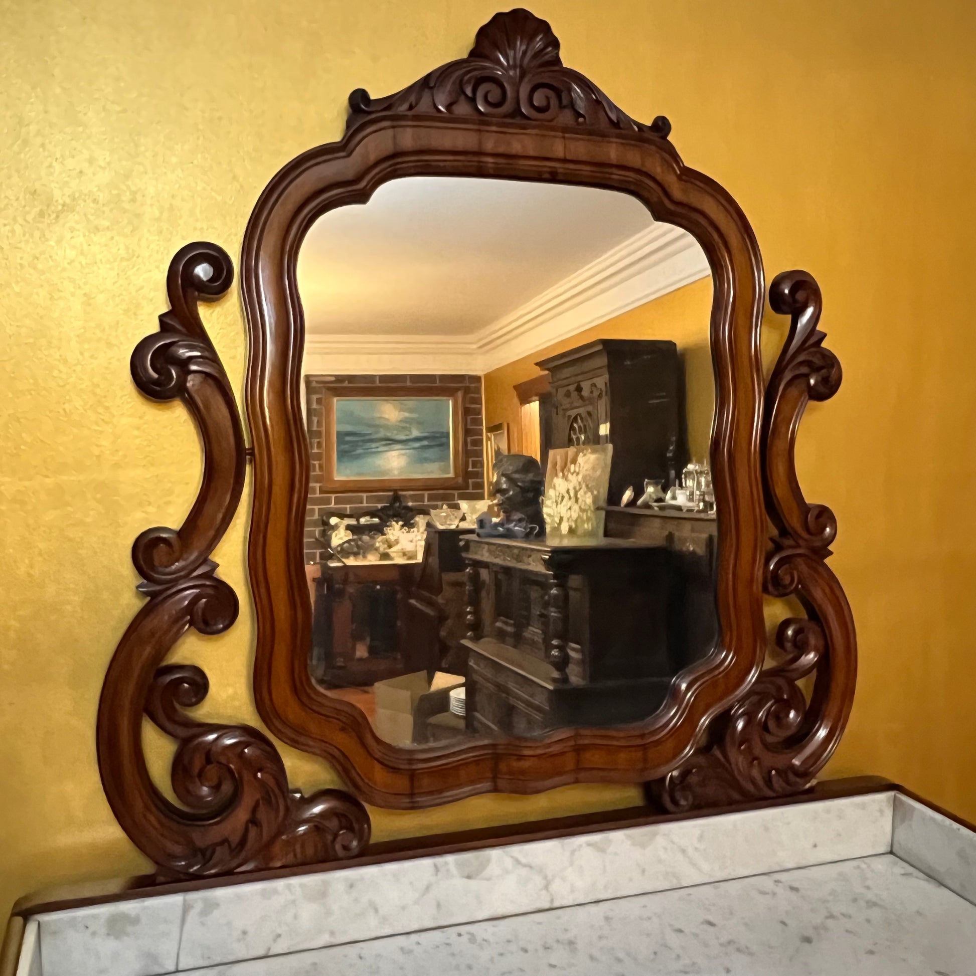 Mirror Marble Top Dresser