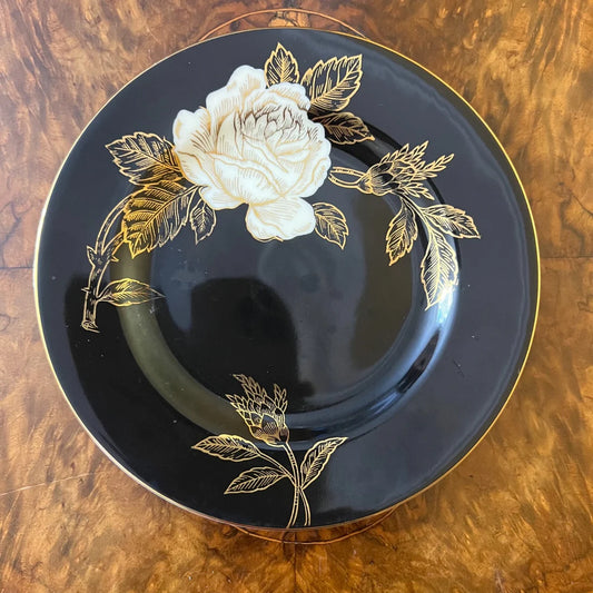 Nathco Chinaware Black Floral Side Plate