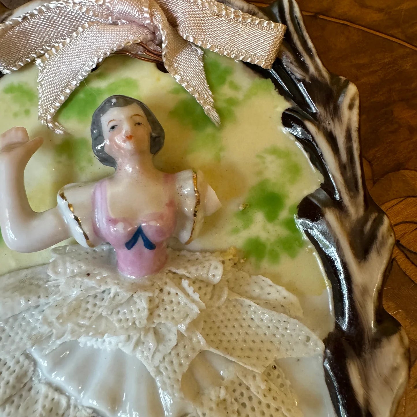 Vintage Nathco Country Ballerina Girl Bisque Plaque