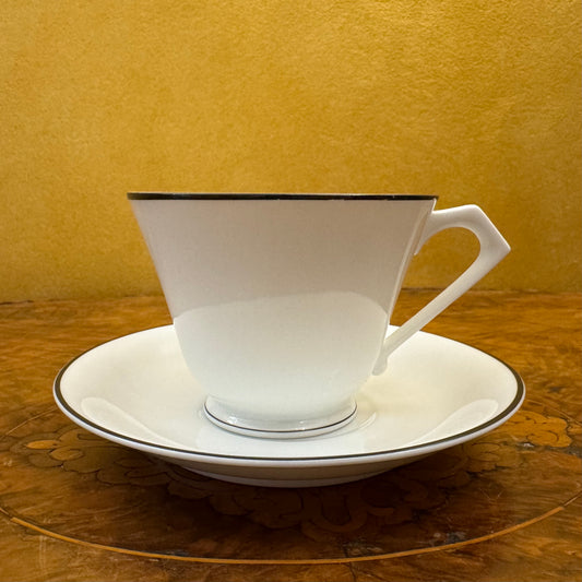 Noritake White Black Trim Tea Cup & Saucer 
