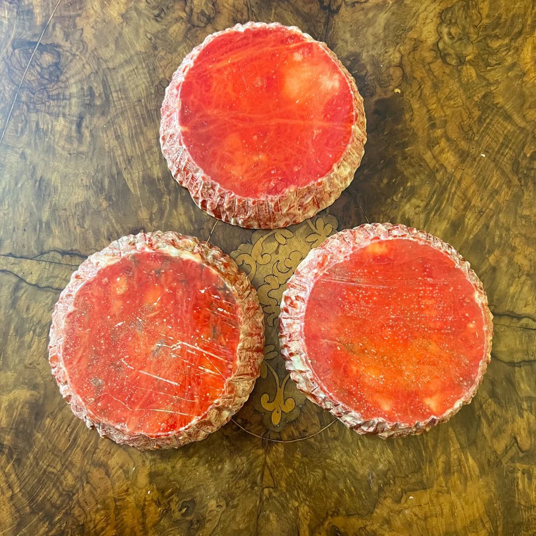 Vintage Orange Alabaster Ashtrays Set Of Three