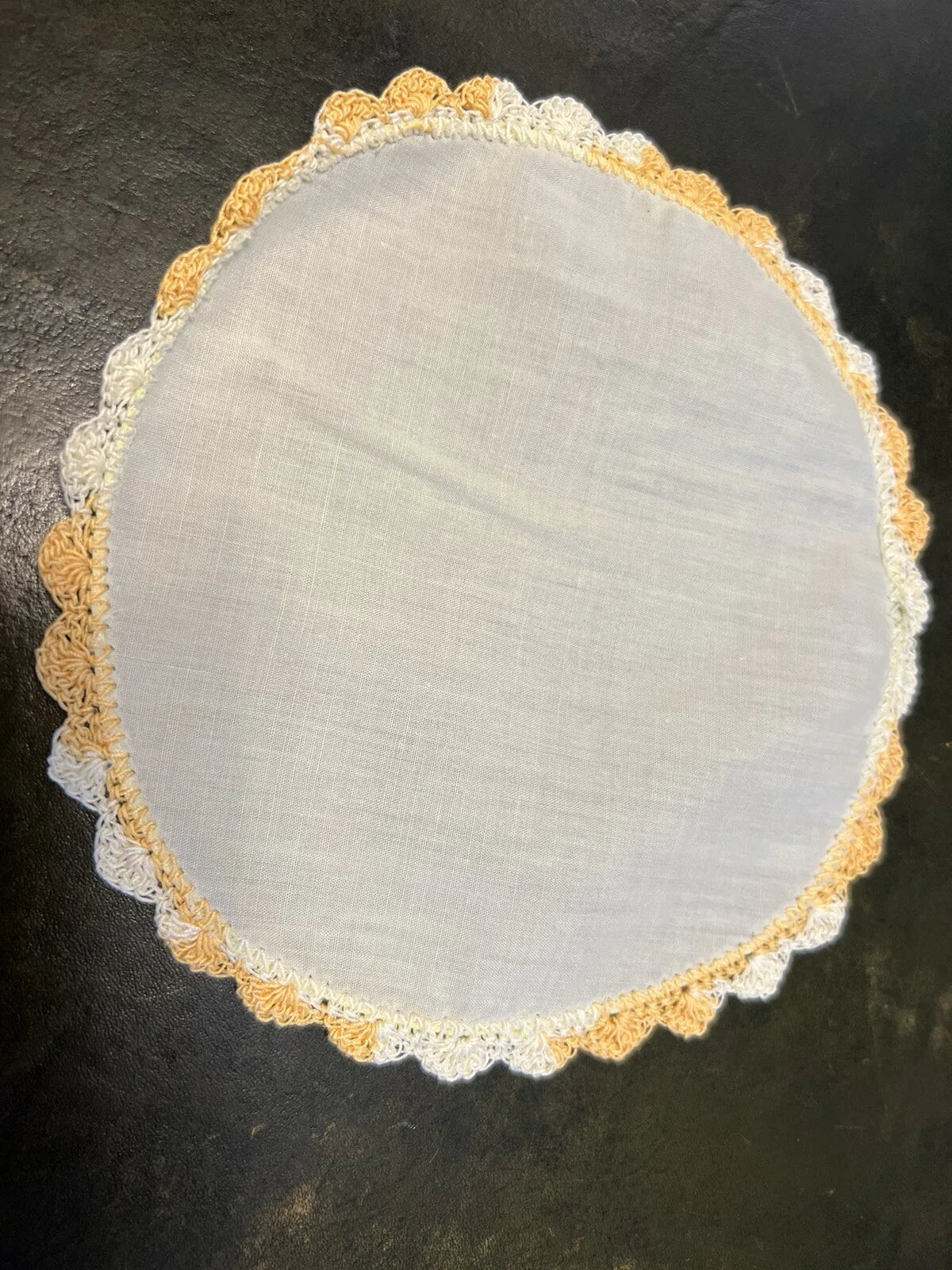 Vintage Yellow Orange Embroidery Three Piece Doily Set
