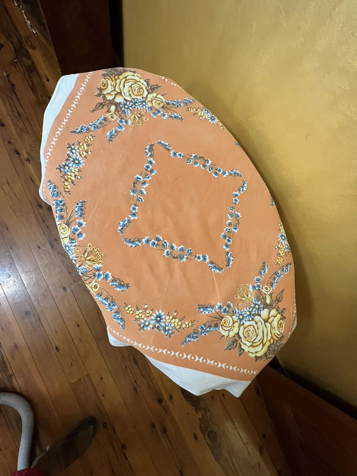 Vintage Orange Floral Square Table Cloth