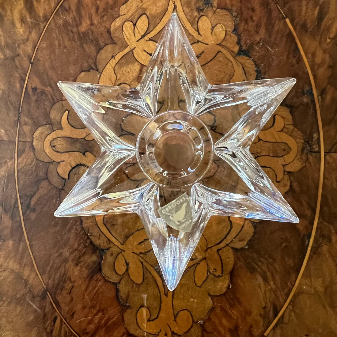 Orrefors Star Shaped Candle Holdes Pair
