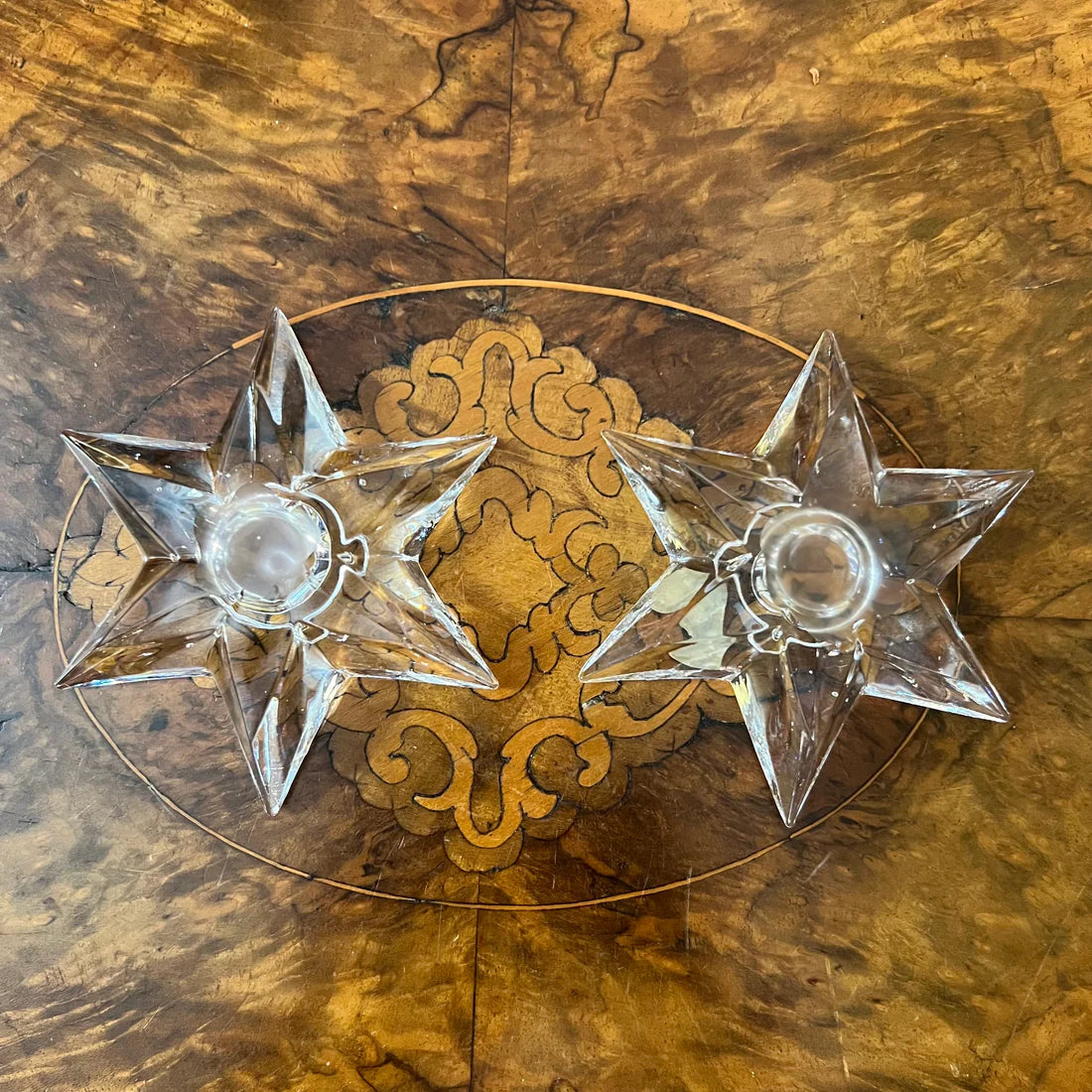 Orrefors Star Shaped Candle Holdes Pair