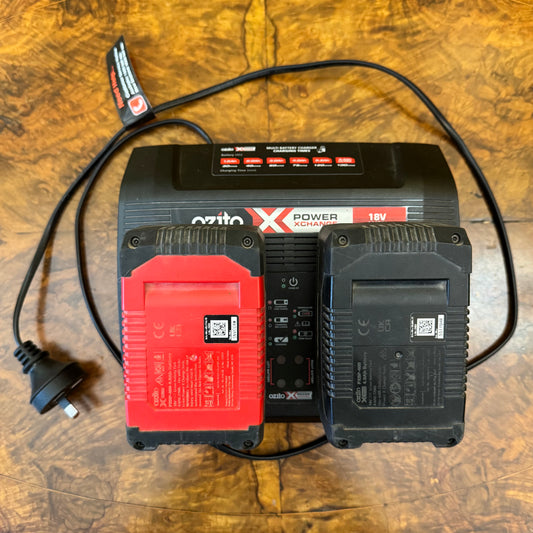 Ozito PXC 18V Multi Battery Fast Charger With Two Batteries  