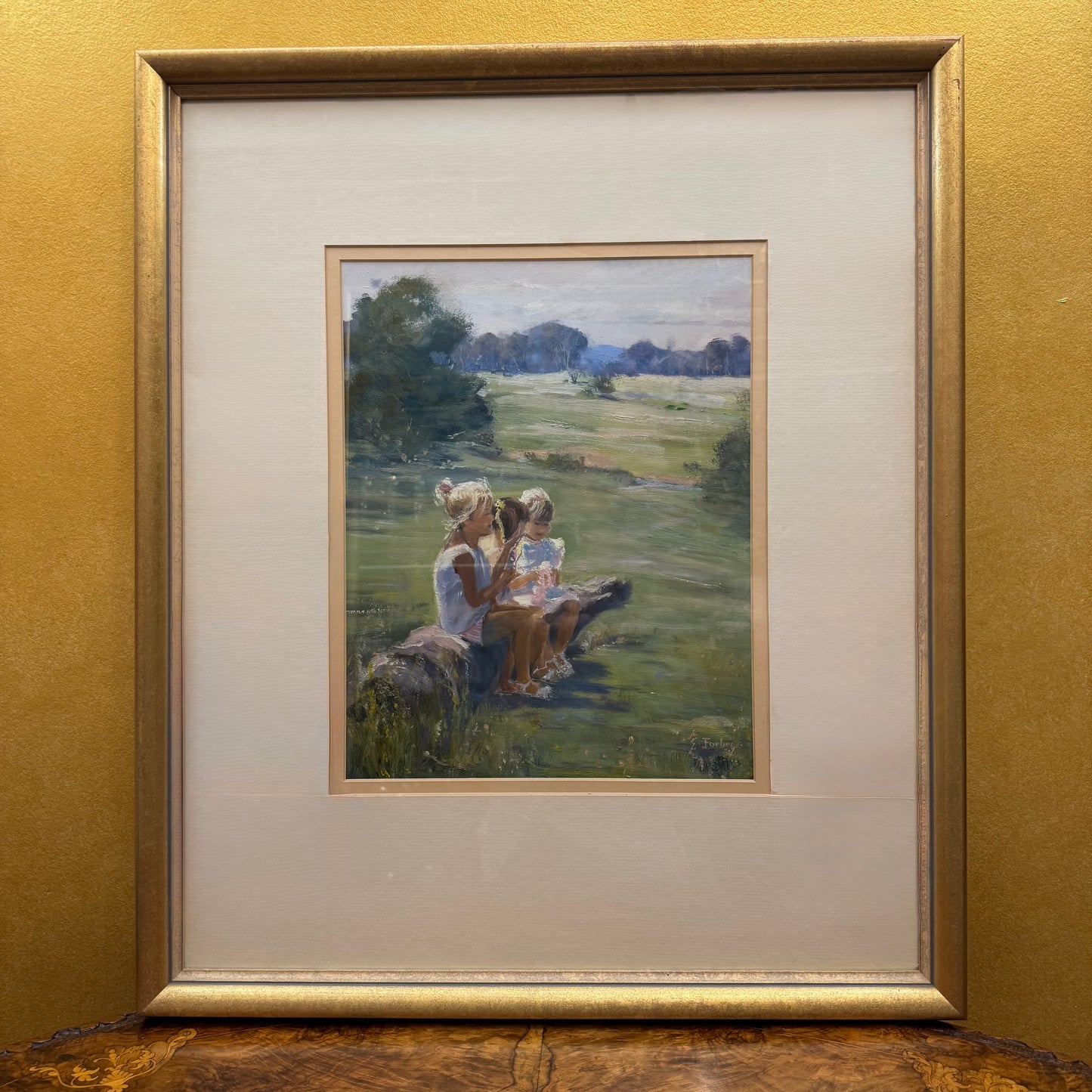 Painting Of A Quiet Chat by E. Forbey 