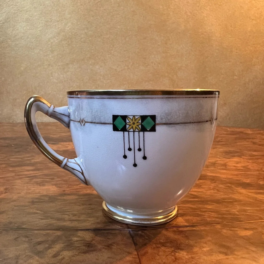 Paragon Green Gold Tea Cup Trio
