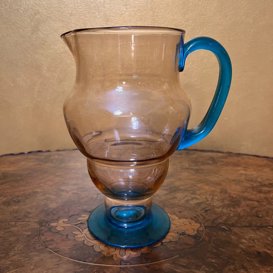 Pink & Blue Glass Jug Pitcher