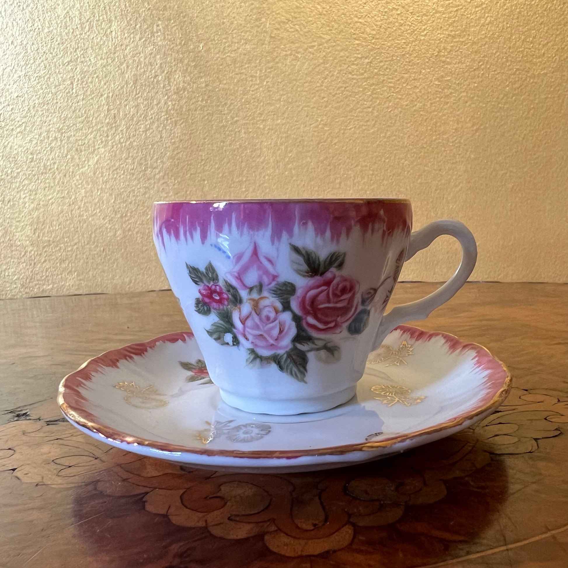 Pink Floral Demitasse Cup & Saucer