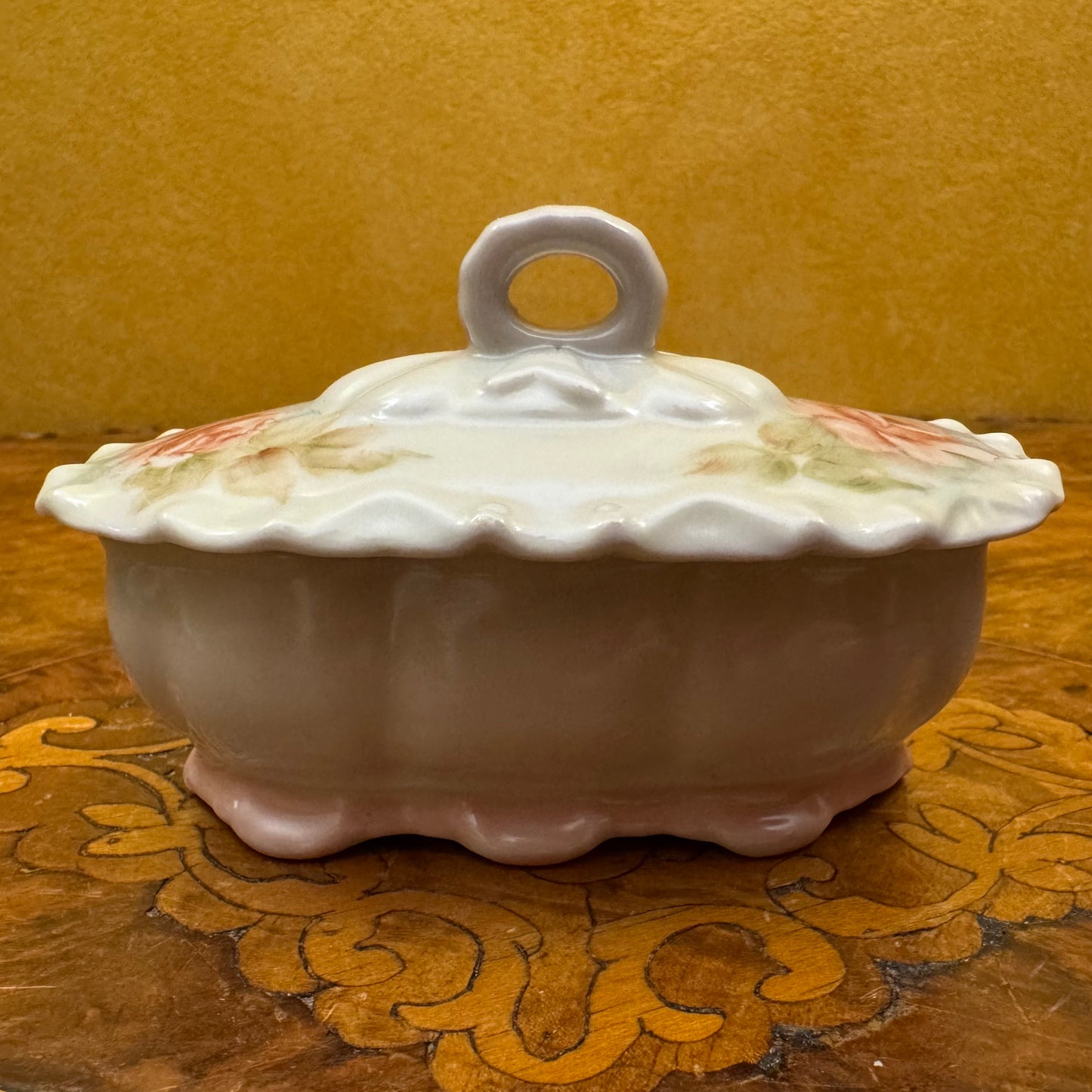 Pink Floral Hand-Painted Small Trinket Box 