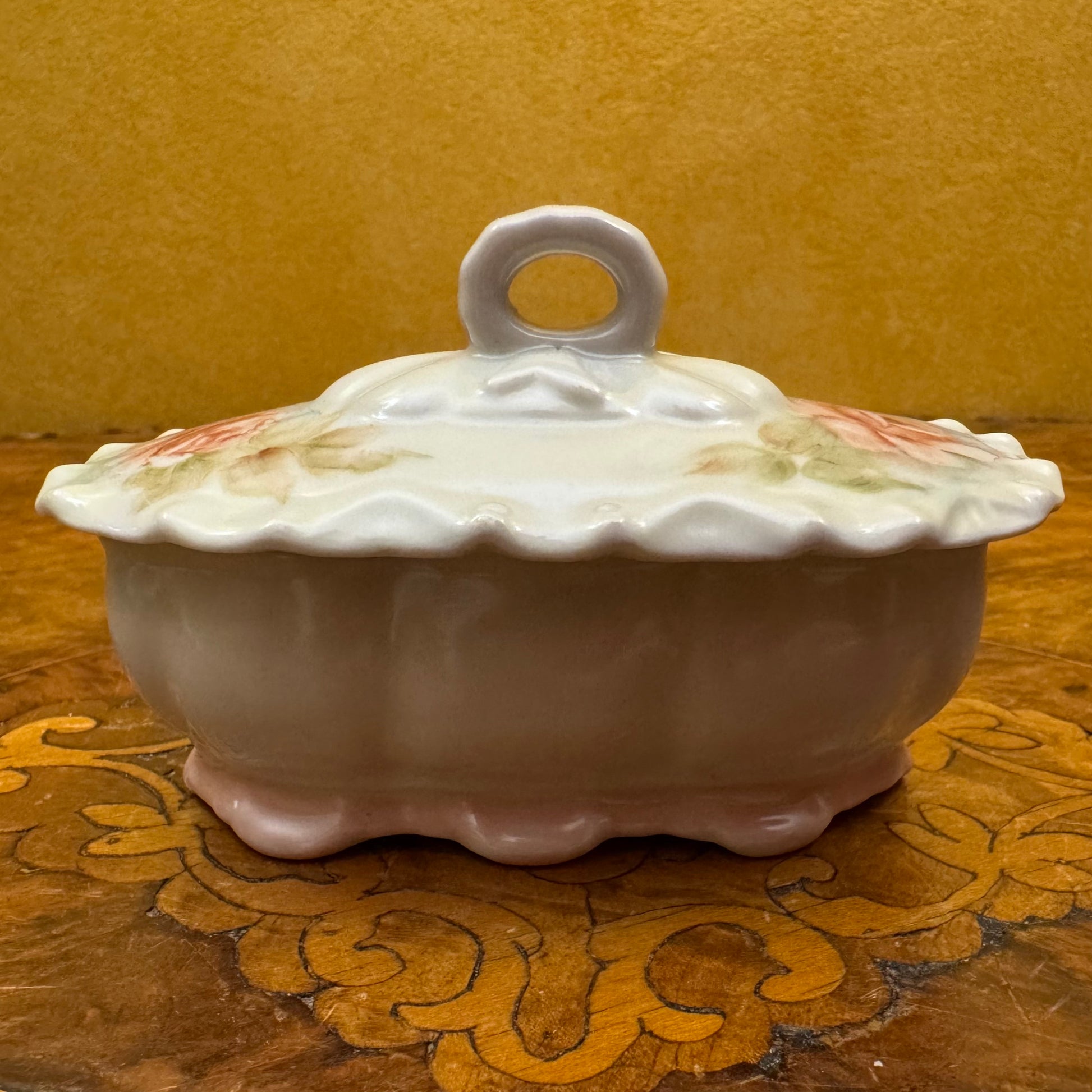 Pink Floral Hand-Painted Small Trinket Box 