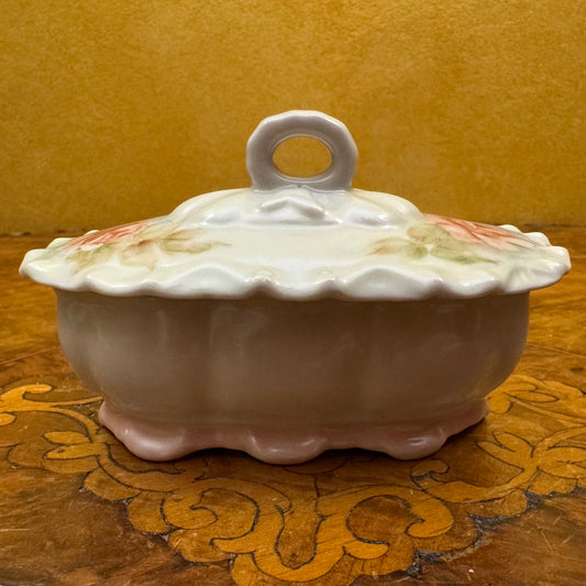 Pink Floral Hand-Painted Small Trinket Box 