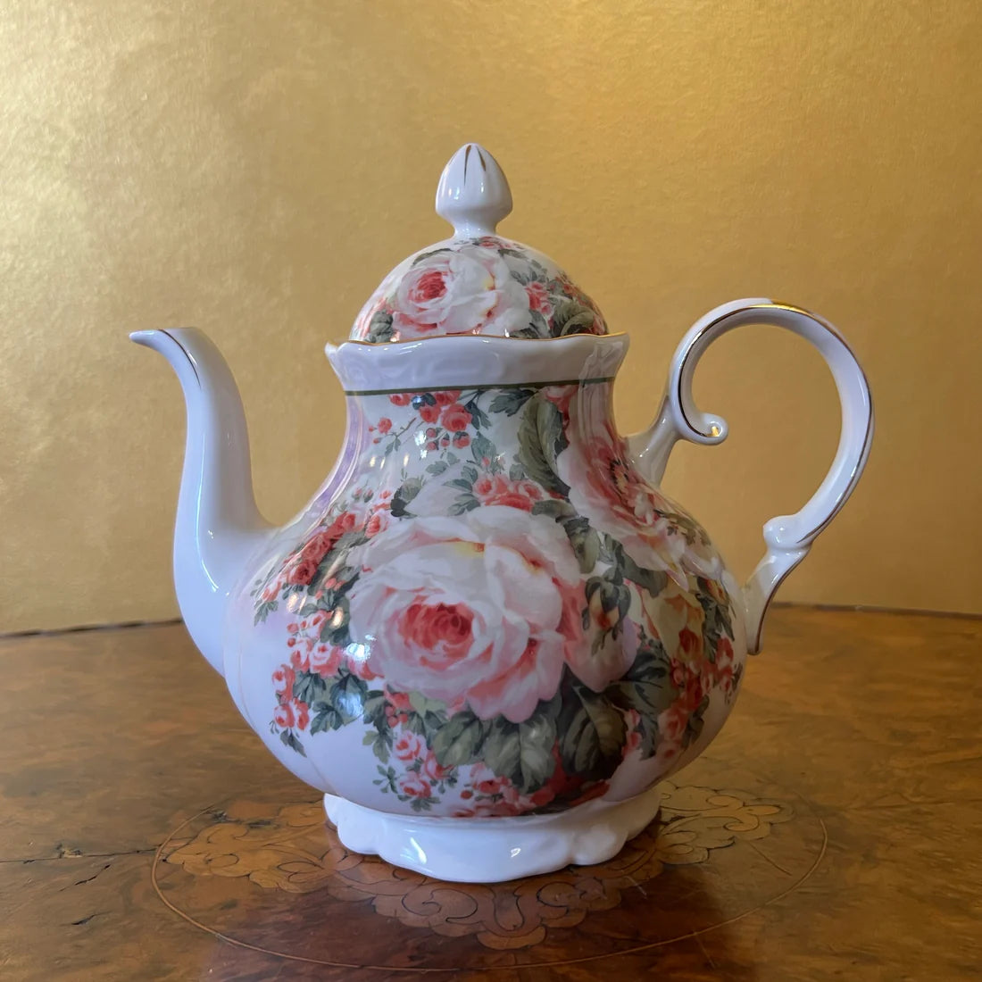 Pink Floral Print Teapot