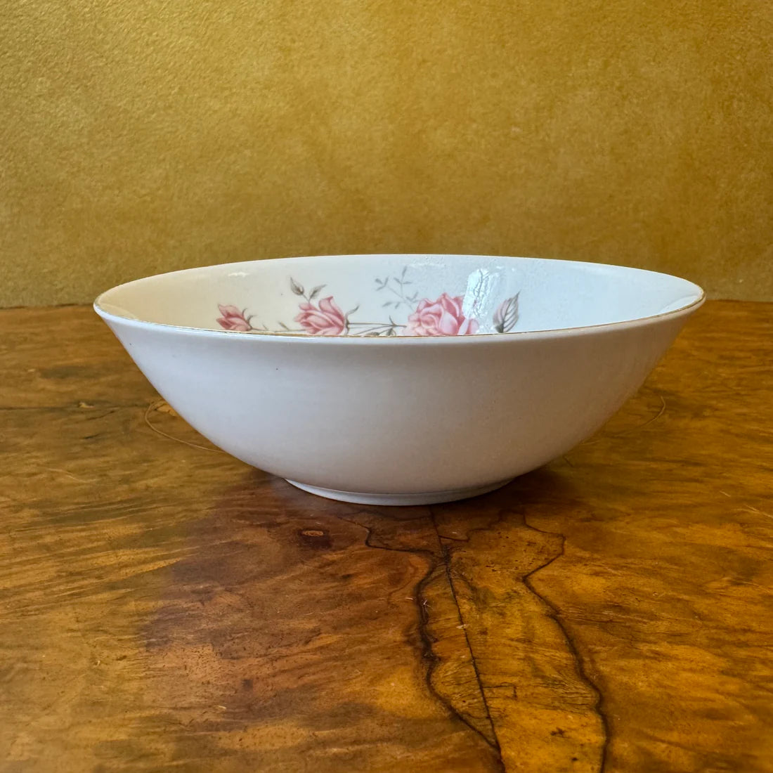 Vintage Pink Floral Soup Bowl
