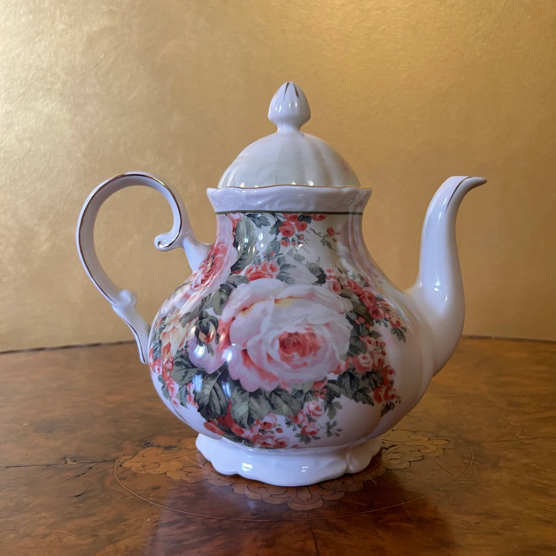 Pink Floral Print Teapot