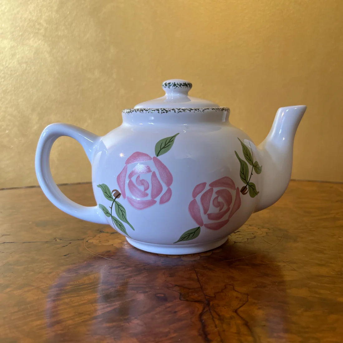 Pink Rose Print Teapot