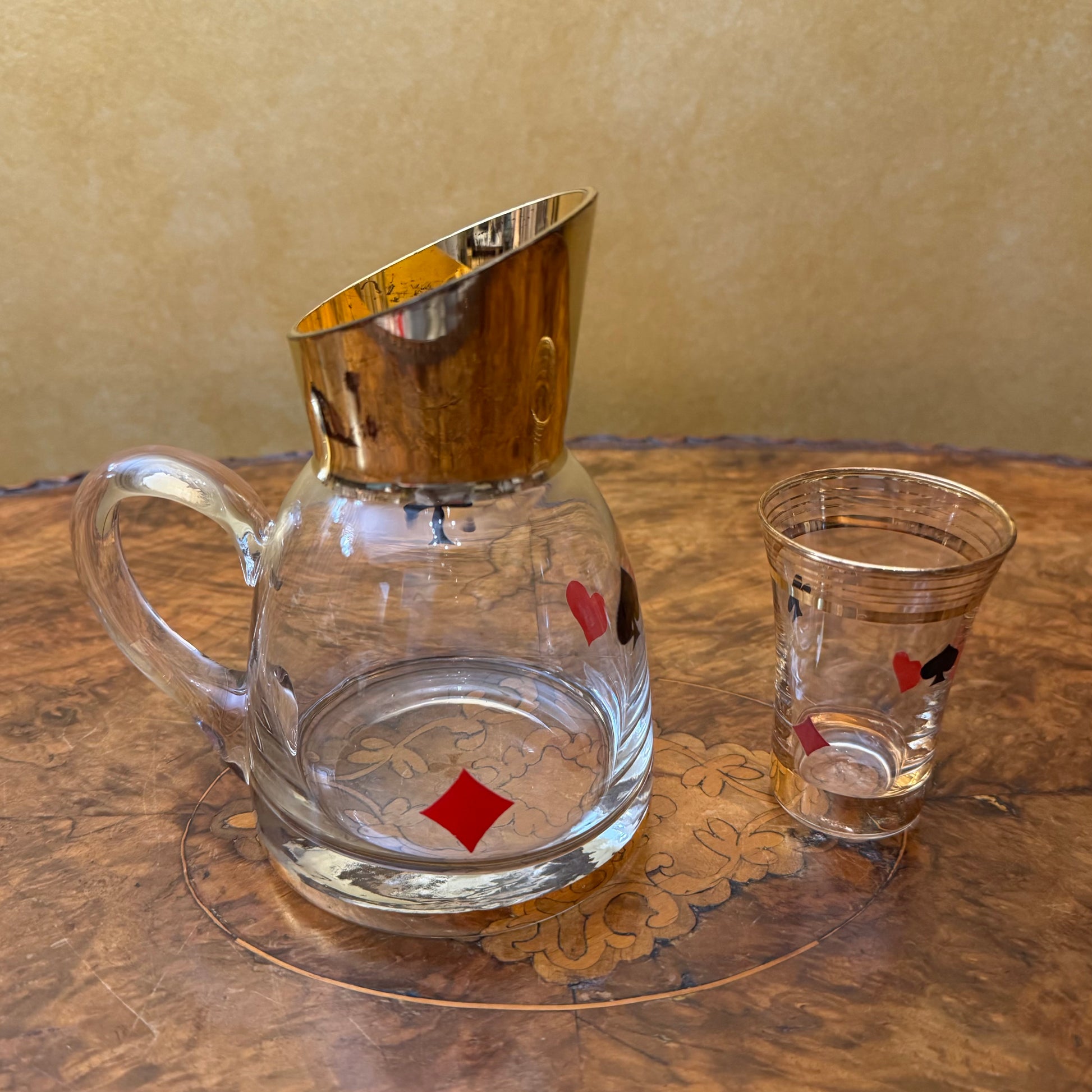 Playing Cards Jug & Shot Glass