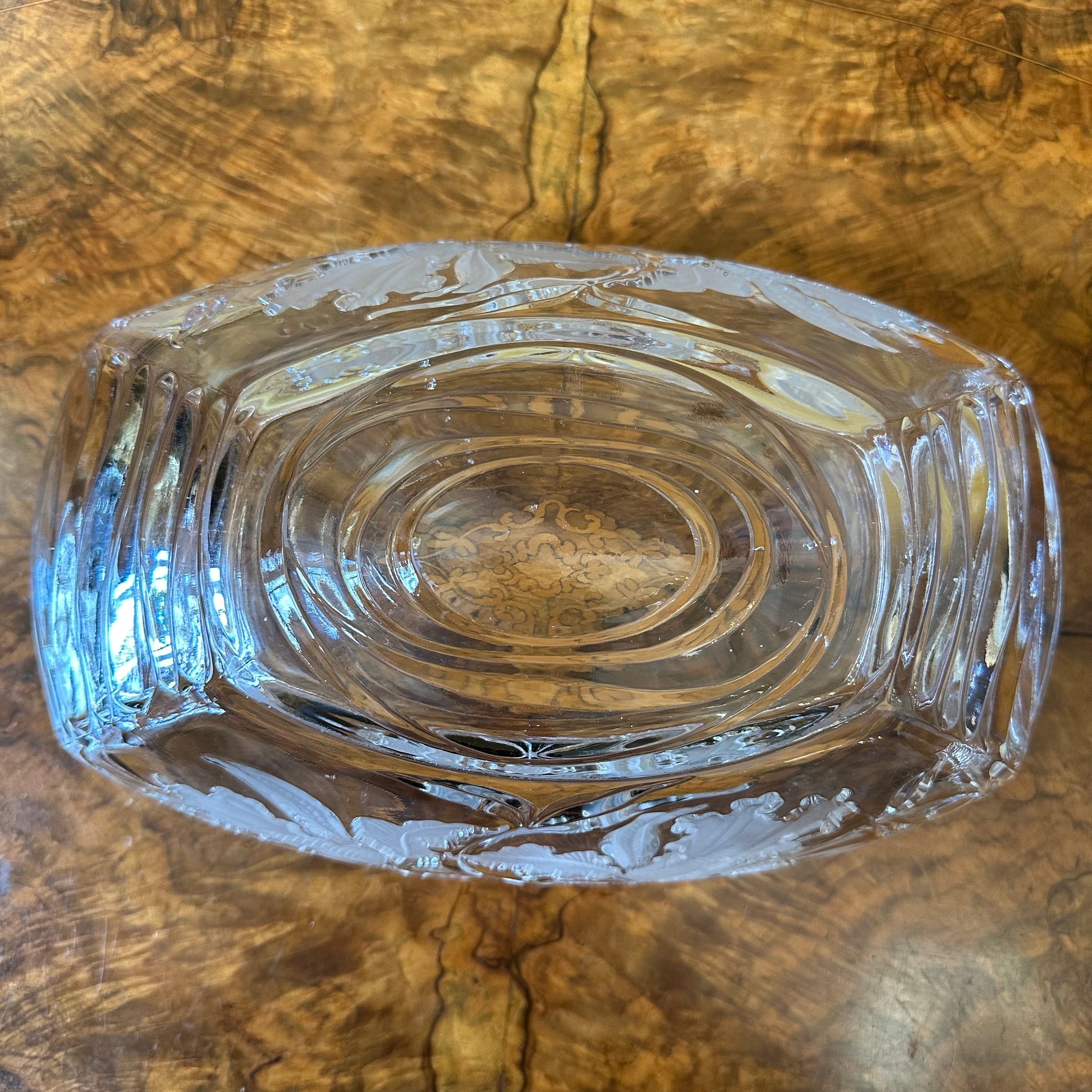 Polish Irena Crystal Irises Rectangle Large Bowl