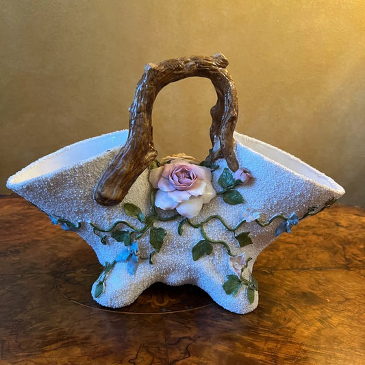 Vintage Porcelain Basket Vase