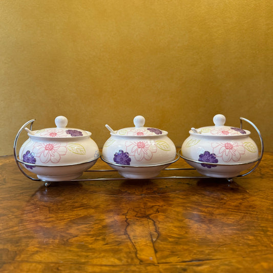Porcelain Condiments Bowls With Spoons 