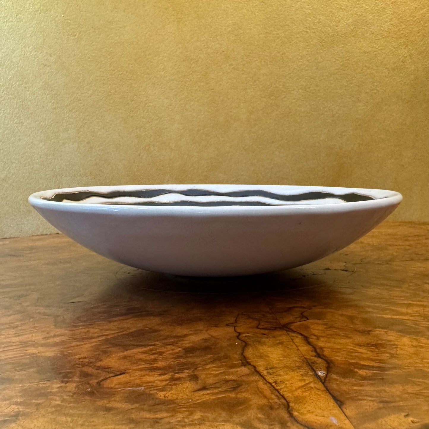 Pottery Black & White Swirl Design Bowl 