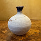 Round Pottery Blue Brown Design Bud Vase