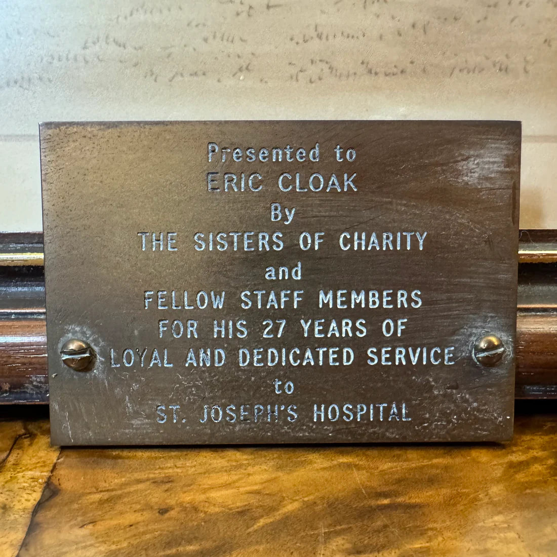 Print Of St Joseph's Hospital Presented To Staff Member For His 27 Years Of Service