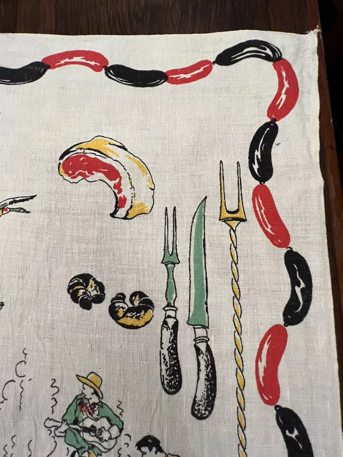 Vintage Irish Pure Linen BBQ Tea Towel