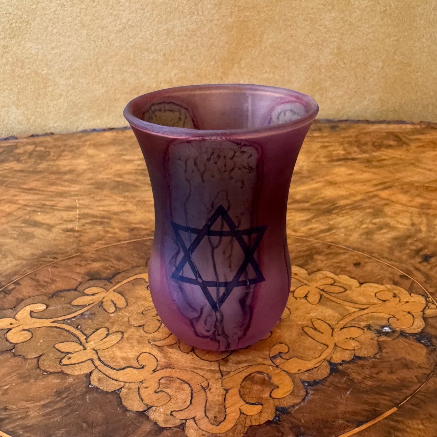 Purple Glass With Star of David Motif  Vase