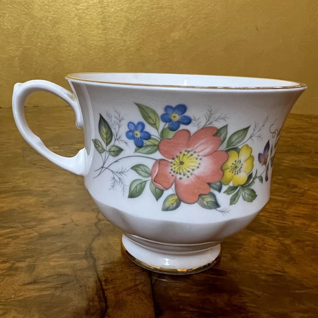 Vintage Queen Anne Apricot Floral Tea Cup